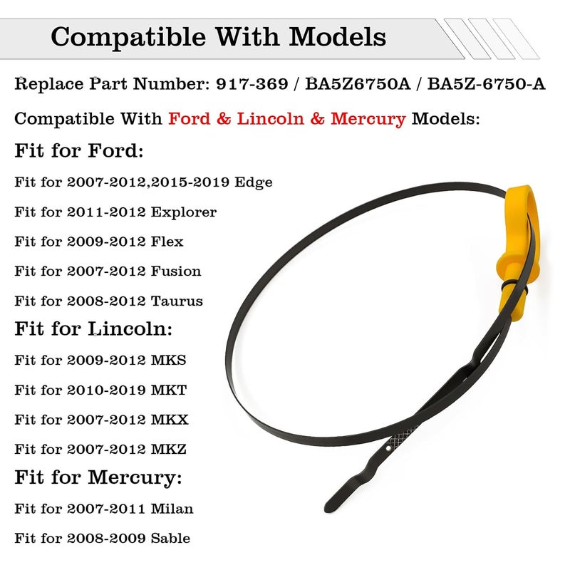 FBLOWMOD BA5Z6750A Engine Oil Dipstick Indicator, Compatible with Ford Edge, Explorer, Flex, Lincoln MKS/MKT/MKX/MKZ, Fusion, Taurus, Mercury Milan/Sable Engine Oil Fluid Level Dip Stick Replace 917-369 - Image 2